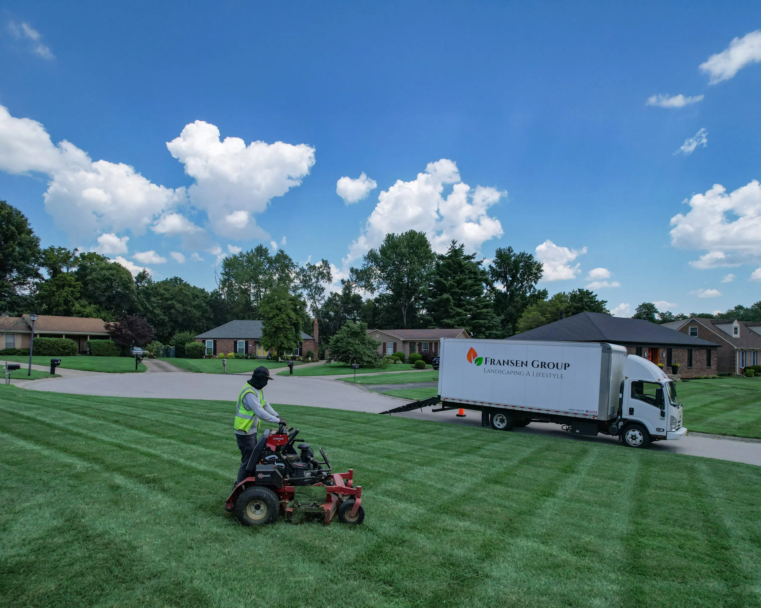 The Fransen Group neatly mowing a lawn