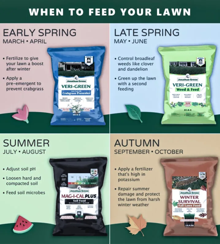 When to Feed Your Lawn Graphic about when to feed and fertilize your lawn