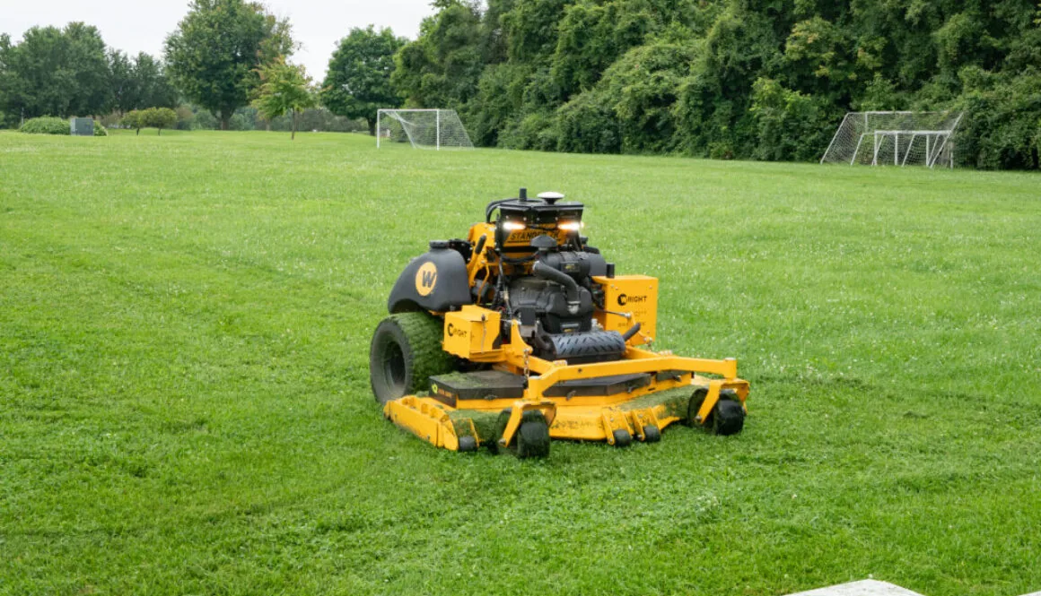 Autonomous lawn mower guided by GPS.