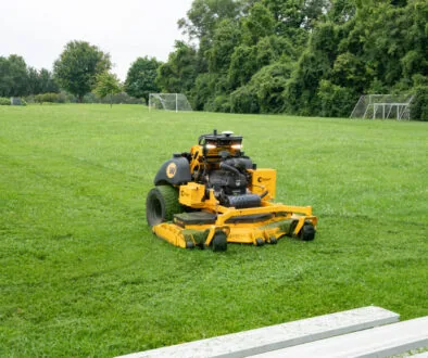 Autonomous lawn mower guided by GPS.