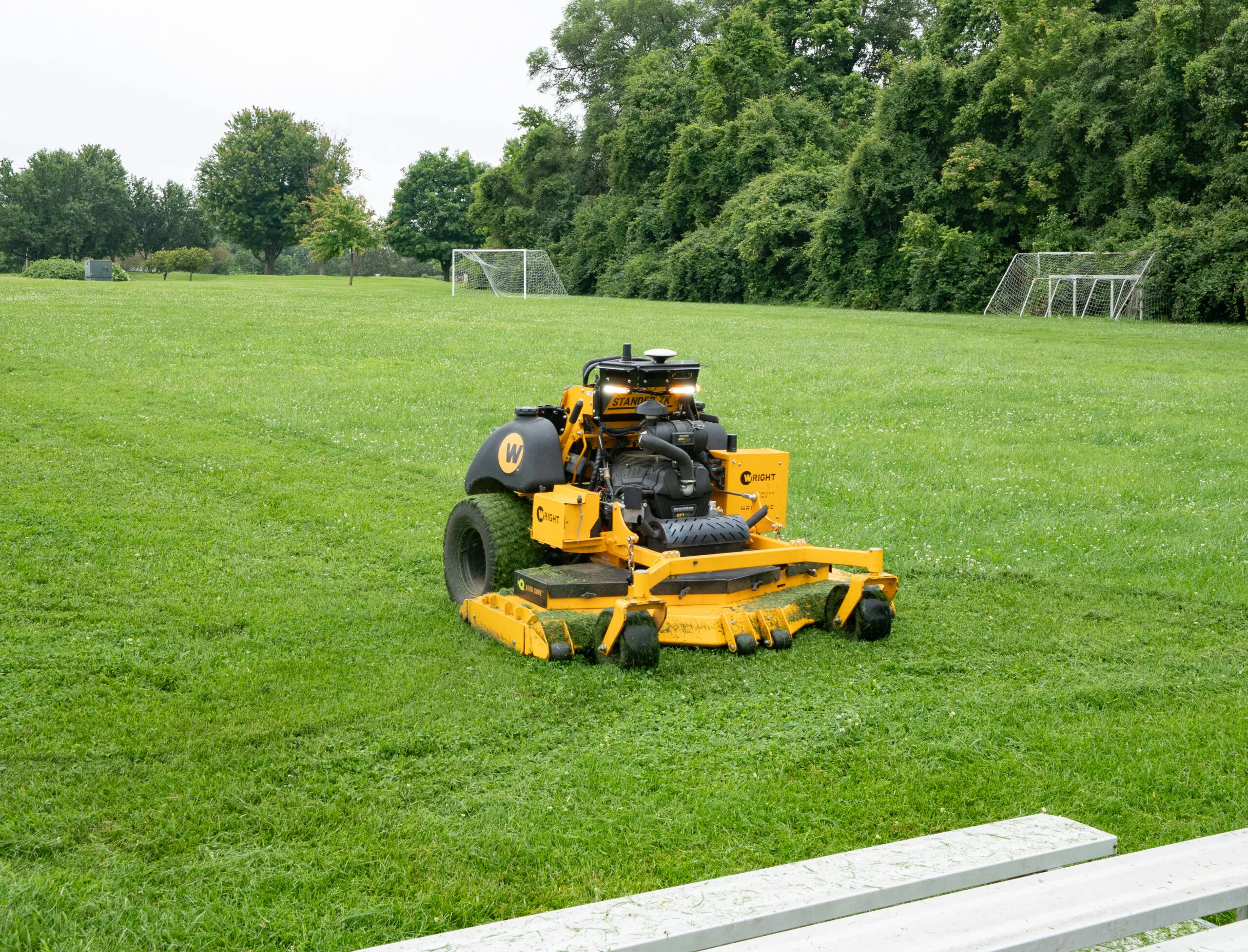 Autonomous lawn mower guided by GPS.