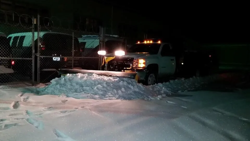Truck removing thick snow