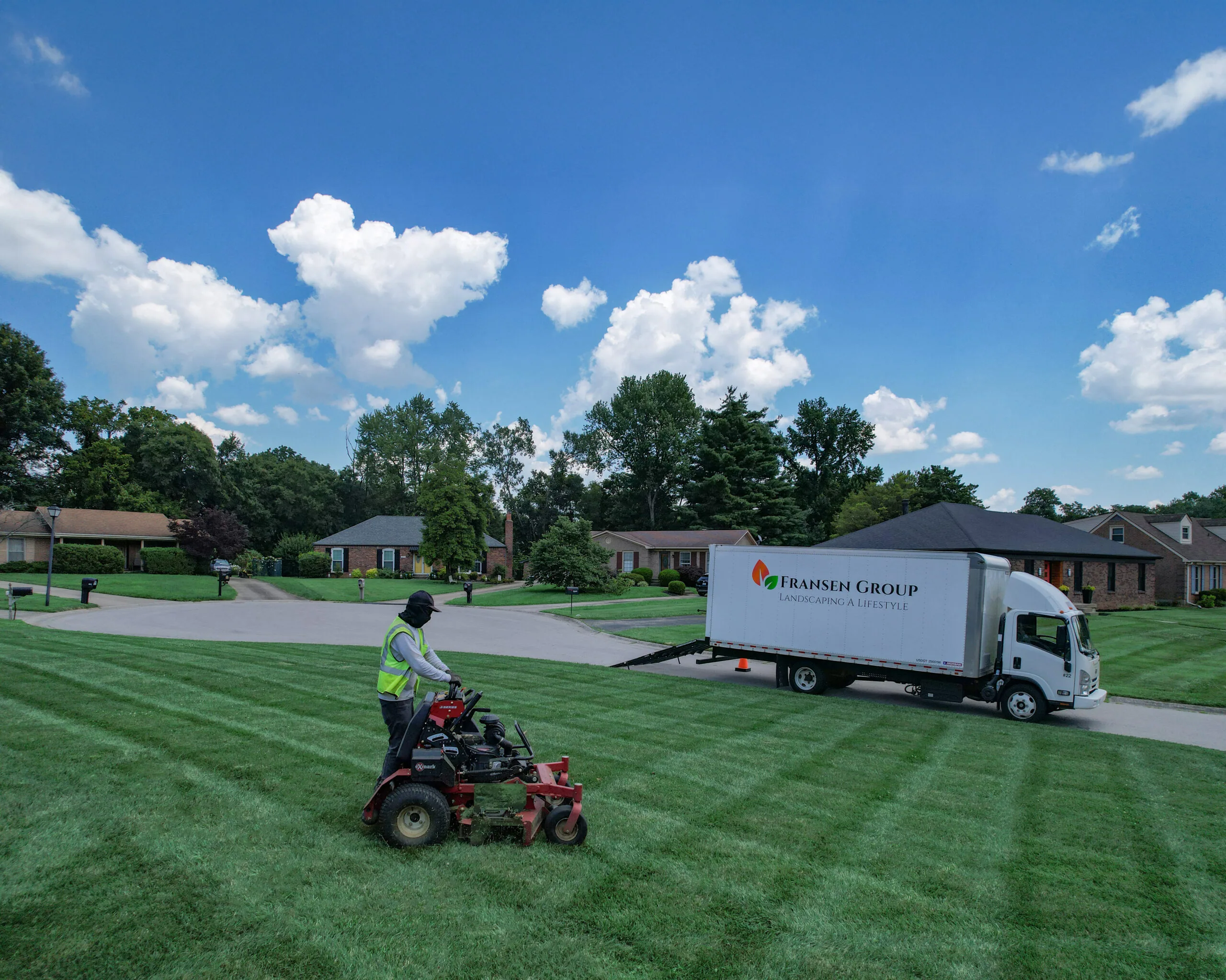 The Fransen Group neatly mowing a lawn